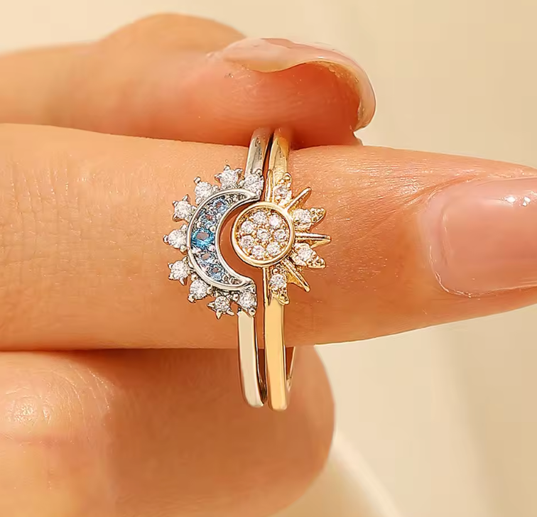 Livillia |Bague de couple Soleil et Lune 2 pcs